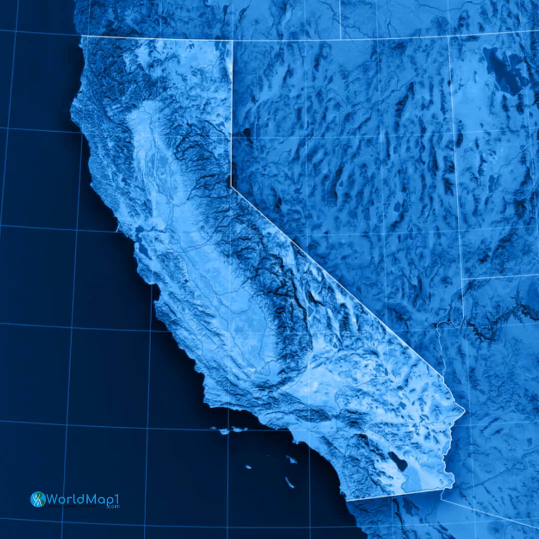 Carte satellite de la Californie dans la nuit